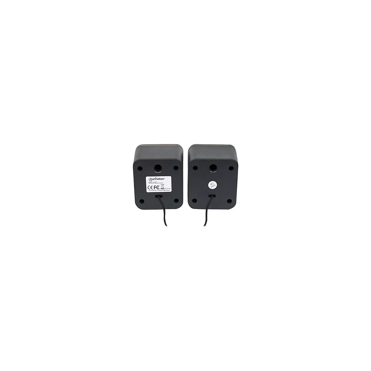 Manhattan 2600 Series Speaker System, Small Size, Big Sound, Two Speakers, Stereo, USB power, Output: 2x 3W, 3.5mm plug for sound, In-Line volume control, Cable 0.9m, Black, Three Year Warranty, Box - Lautsprecher - für PC