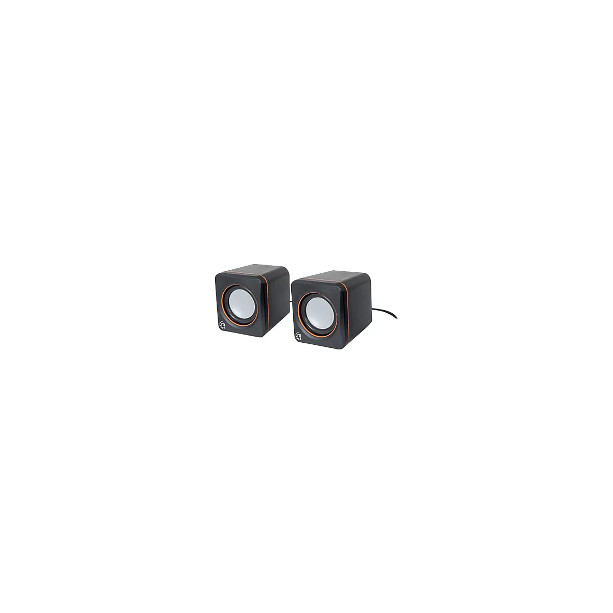Manhattan 2600 Series Speaker System, Small Size, Big Sound, Two Speakers, Stereo, USB power, Output: 2x 3W, 3.5mm plug for sound, In-Line volume control, Cable 0.9m, Black, Three Year Warranty, Box - Lautsprecher - für PC