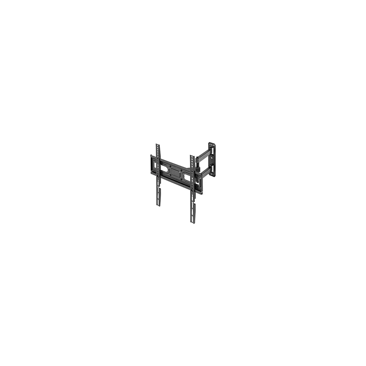 Schwarze TV-Halterung, Metall, Wandhalterung mit Arm. Montagevorrichtung für Fernseher.