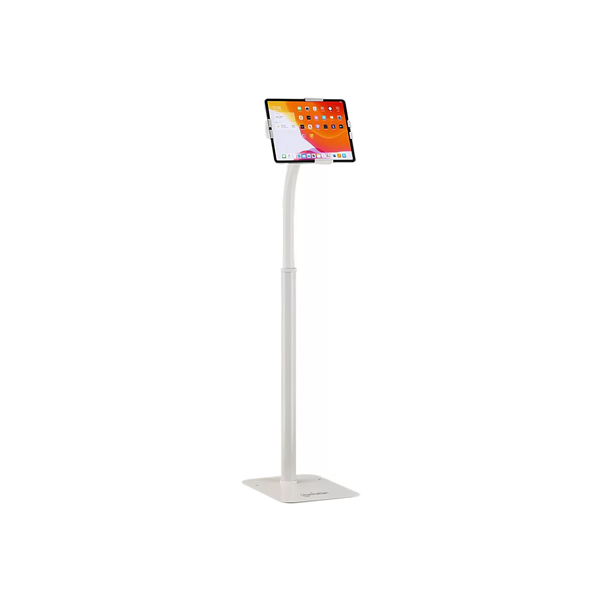 Manhattan Floor Stand (Anti theft) for Tablet and iPad, Universal, 360° Rotation, Tilt +20° to -110°, White, Lockable, Tablets 7.9' to 11', Height adjustable 790 to 1190mm,Extendable clamps: height 200 to 246mm/width 129 to 181mm,Can be bolted to ...