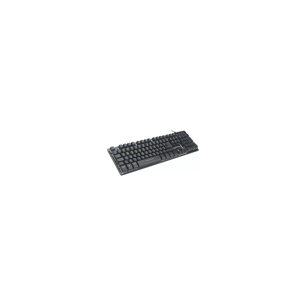 Manhattan Gaming USB Keyboard, Metal Base Edition, 12 Function Keys, Rainbow-LED Backlighting, 19 Anti-Ghost Key Caps, IPX4 (Splashproof) Rating, USB-A, Black, Retail Box (German layout) - Tastatur - hintergrundbeleuchtet - USB - QWERTY - Schwarz