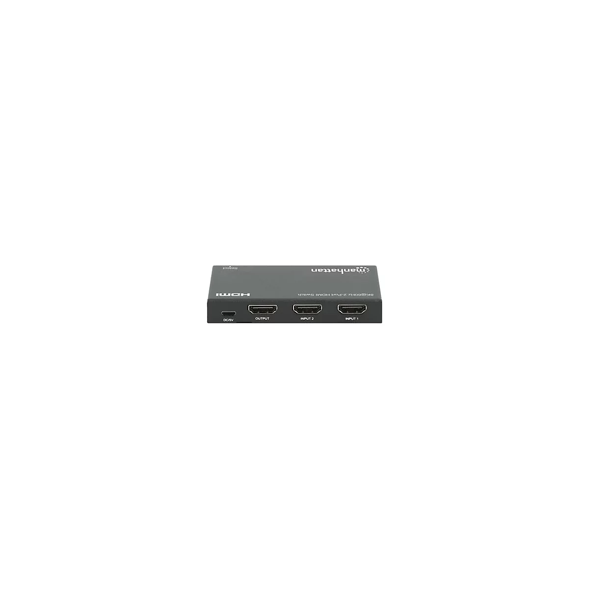 Manhattan HDMI Switch 2-Port, 8K@60Hz, Connects x2 HDMI sources to x1 display, Automatic Switching, Includes Micro-USB to USB-A power cable, Black, Three Year Warranty, Blister - Video/Audio-Schalter - 8K bei 60 Hz, 2-Port, HDMI - Desktop