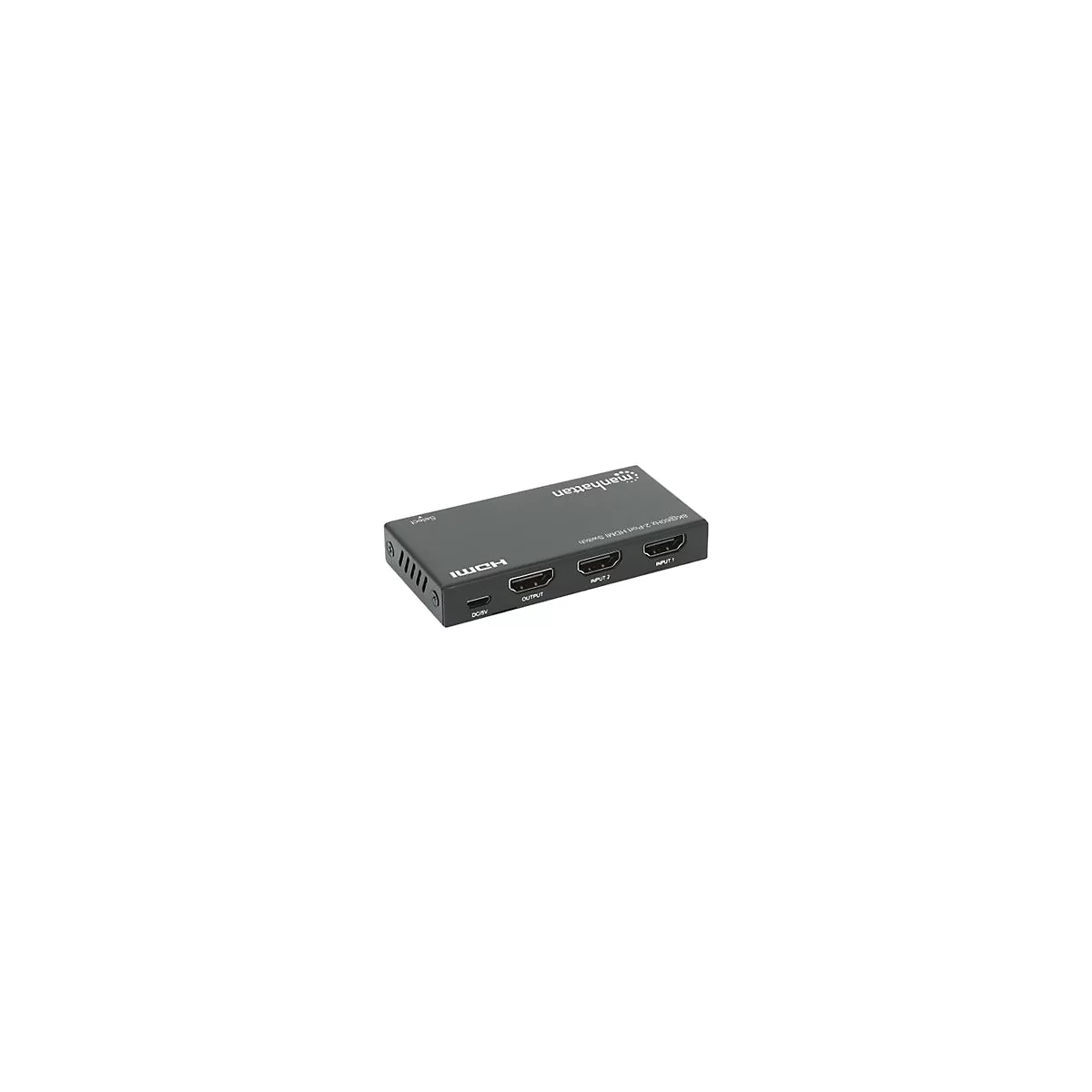 Manhattan HDMI Switch 2-Port, 8K@60Hz, Connects x2 HDMI sources to x1 display, Automatic Switching, Includes Micro-USB to USB-A power cable, Black, Three Year Warranty, Blister - Video/Audio-Schalter - 8K bei 60 Hz, 2-Port, HDMI - Desktop
