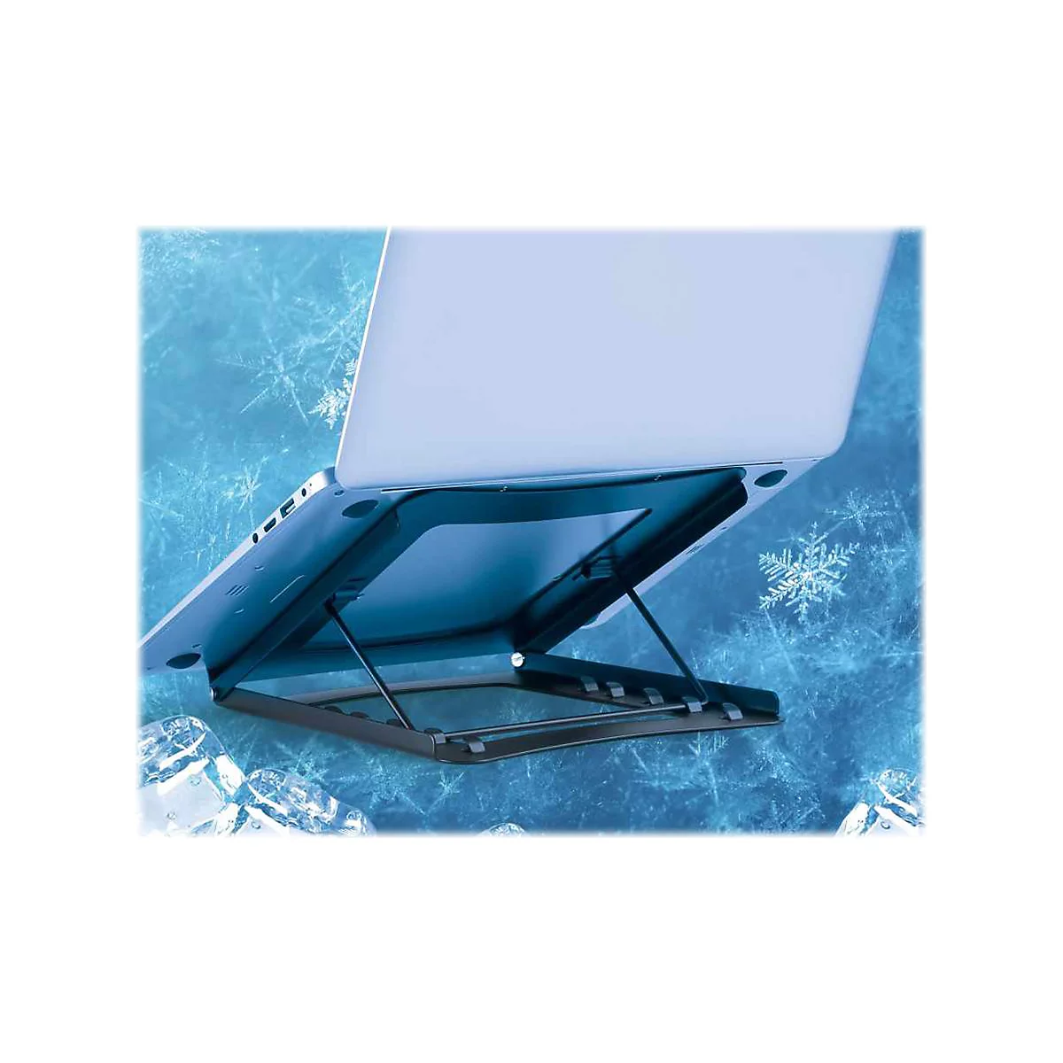 Manhattan Laptop and Tablet Stand, Adjustable (5 positions), Suitable for all tablets and laptops up to 15.6', Portable and Lightweight, Steel, Black, Lifetime Warranty - Notebook- / Tablet-Ständer - 39.6 cm - 10' - 15.6' - Schwarz