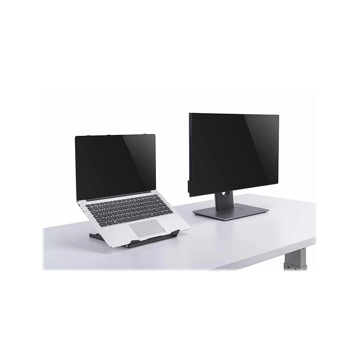 Manhattan Laptop and Tablet Stand, Adjustable (5 positions), Suitable for all tablets and laptops up to 15.6', Portable and Lightweight, Steel, Black, Lifetime Warranty - Notebook- / Tablet-Ständer - 39.6 cm - 10' - 15.6' - Schwarz