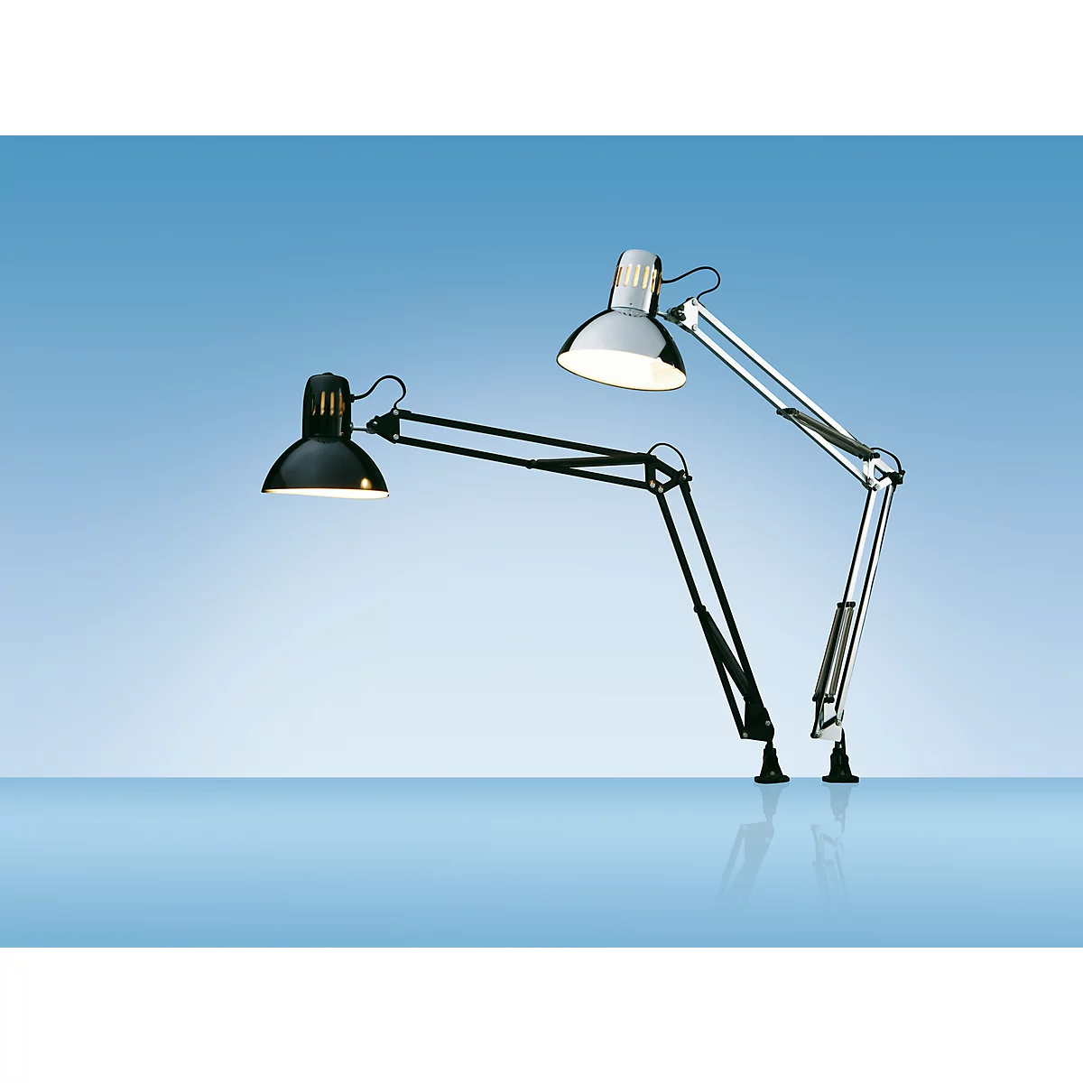 Manhattan LED tafellamp, architectenlamp, 400 lumen, levensduur 20.000 uur, chroomkleurig.
