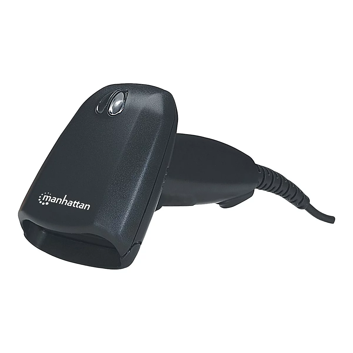 Manhattan Long Range CCD Handheld Barcode Scanner, USB, 500mm Scan Depth, Cable 1.5m, Max Ambient Light 10,000 lux (sunlight), Black, Three Year Warranty, Box - Barcode-Scanner