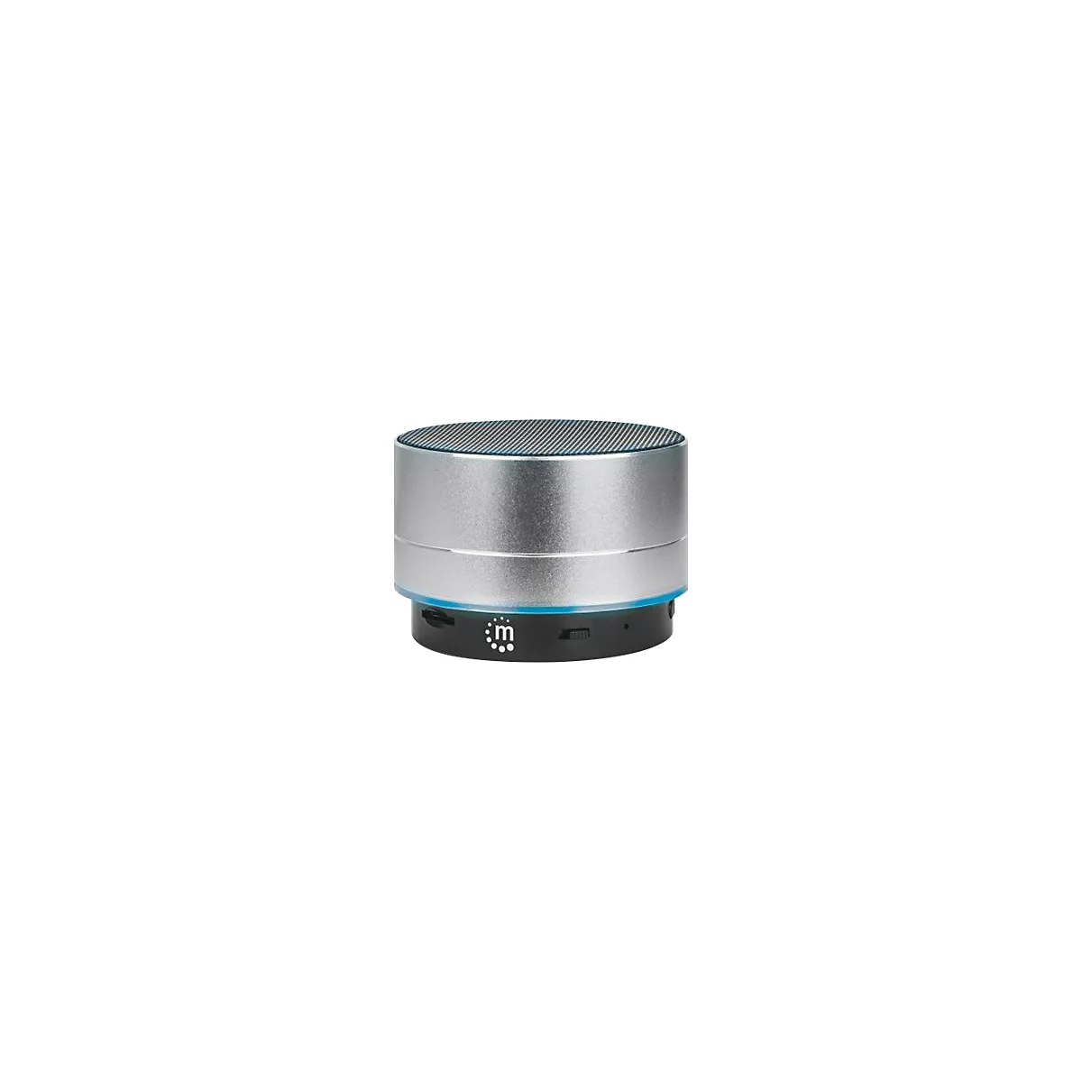 Manhattan Metallic Bluetooth Speaker (Clearance Pricing), Splashproof, Range 10m, microSD card reader, Aux 3.5mm connector, USB-A charging cable included (5V charging), Silver, Three Years Warranty - Lautsprecher - tragbar - kabellos