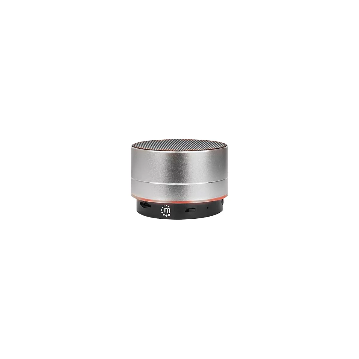 Manhattan Metallic Bluetooth Speaker (Clearance Pricing), Splashproof, Range 10m, microSD card reader, Aux 3.5mm connector, USB-A charging cable included (5V charging), Silver, Three Years Warranty - Lautsprecher - tragbar - kabellos
