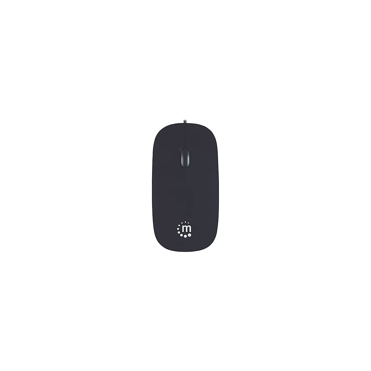Manhattan Silhouette Sculpted USB Wired Mouse, Black, 1000dpi, USB-A, Optical, Lightweight, Flat, Three Button with Scroll Wheel, Three Year Warranty, Blister - Maus - rechts- und linkshändig - optisch - 3 Tasten - kabelgebunden