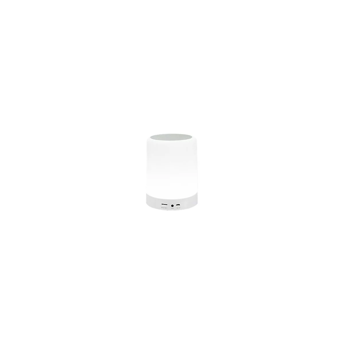 Manhattan Sound Science Bluetooth Speaker (Clearance Pricing), 5 hour Playback time, Range 10m, microSD card reader (32GB), Aux 3.5mm connector, Output 3W, USB-A charging cable included, 1200mAH battery, Bluetooth v5, Built-in hanger, White, 3 Yea...