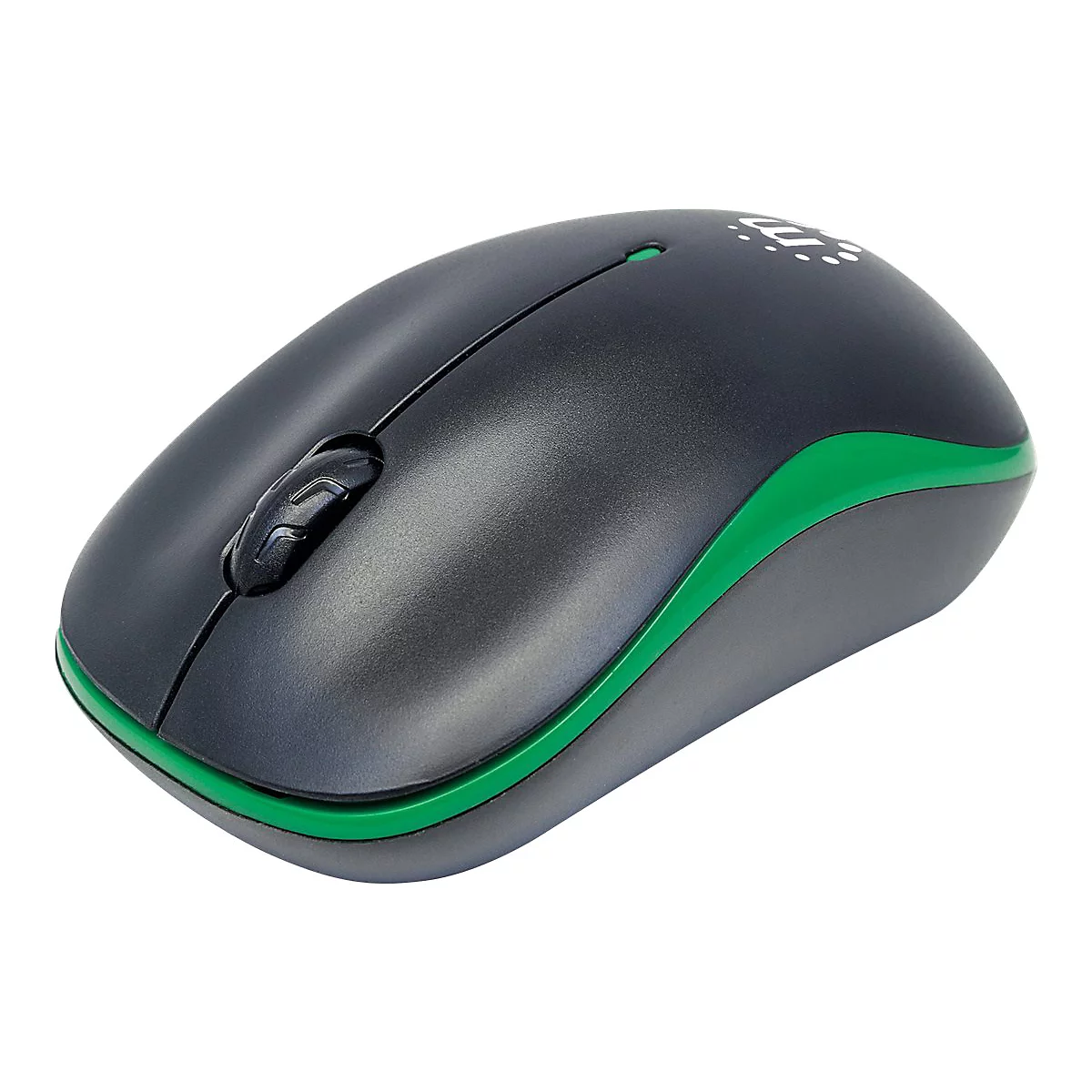 Manhattan Success Wireless Mouse, Black/Green, 1000dpi, 2.4Ghz (up to 10m), USB, Optical, Three Button with Scroll Wheel, USB micro receiver, AA battery (included), Low friction base, Three Year Warranty, Blister - Maus - RF - Schwarz/Grün