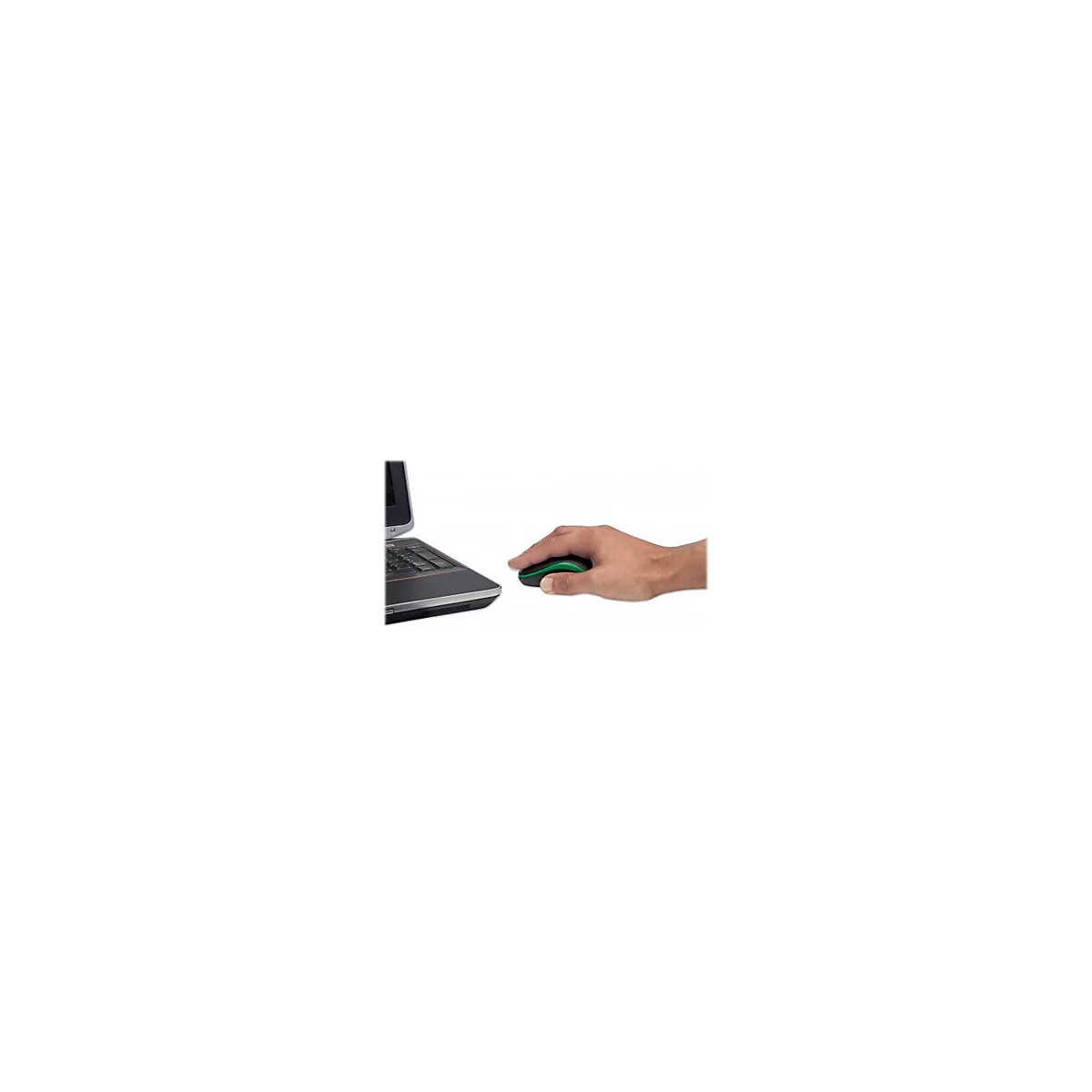 Manhattan Success Wireless Mouse, Black/Green, 1000dpi, 2.4Ghz (up to 10m), USB, Optical, Three Button with Scroll Wheel, USB micro receiver, AA battery (included), Low friction base, Three Year Warranty, Blister - Maus - RF - Schwarz/Grün