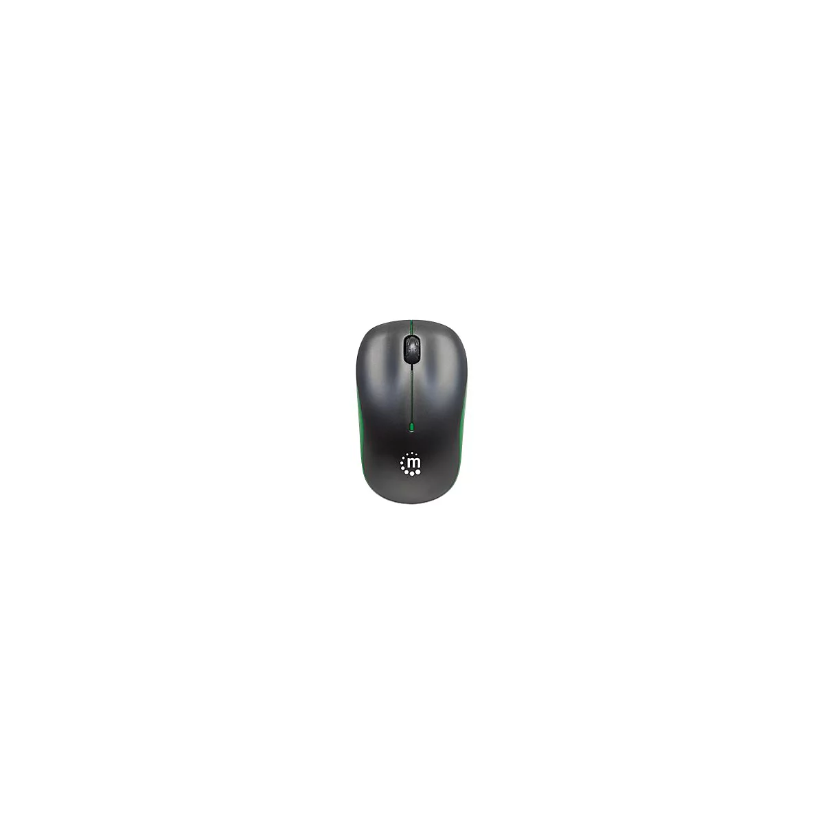 Manhattan Success Wireless Mouse, Black/Green, 1000dpi, 2.4Ghz (up to 10m), USB, Optical, Three Button with Scroll Wheel, USB micro receiver, AA battery (included), Low friction base, Three Year Warranty, Blister - Maus - RF - Schwarz/Grün