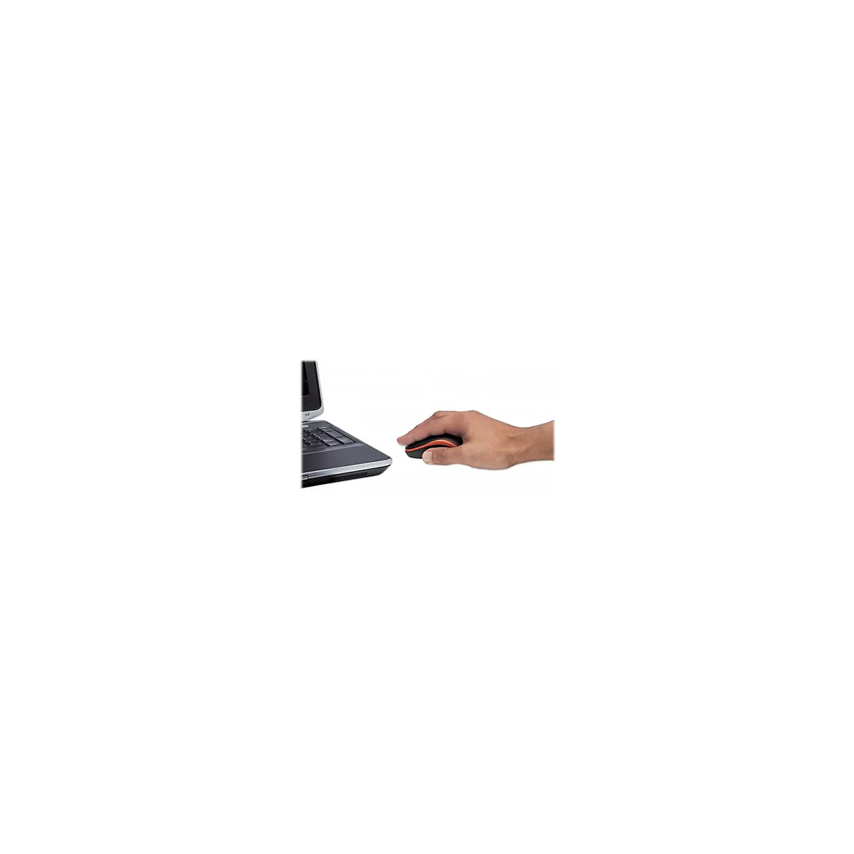 Manhattan Success Wireless Mouse, Black/Orange, 1000dpi, 2.4Ghz (up to 10m), USB, Optical, Three Button with Scroll Wheel, USB micro receiver, AA battery (included), Low friction base, Three Year Warranty, Blister - Maus - RF - Schwarz/Orange