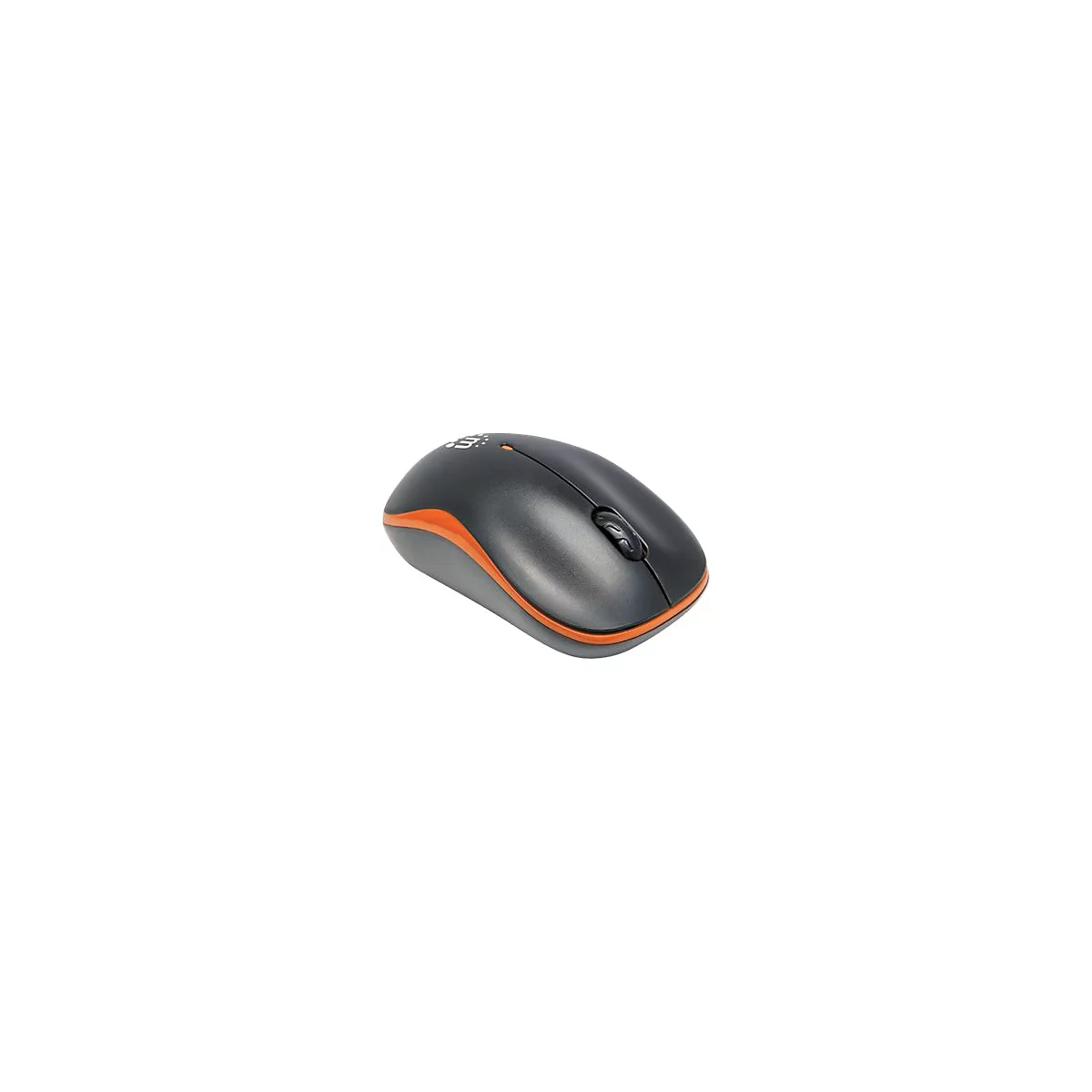 Manhattan Success Wireless Mouse, Black/Orange, 1000dpi, 2.4Ghz (up to 10m), USB, Optical, Three Button with Scroll Wheel, USB micro receiver, AA battery (included), Low friction base, Three Year Warranty, Blister - Maus - RF - Schwarz/Orange