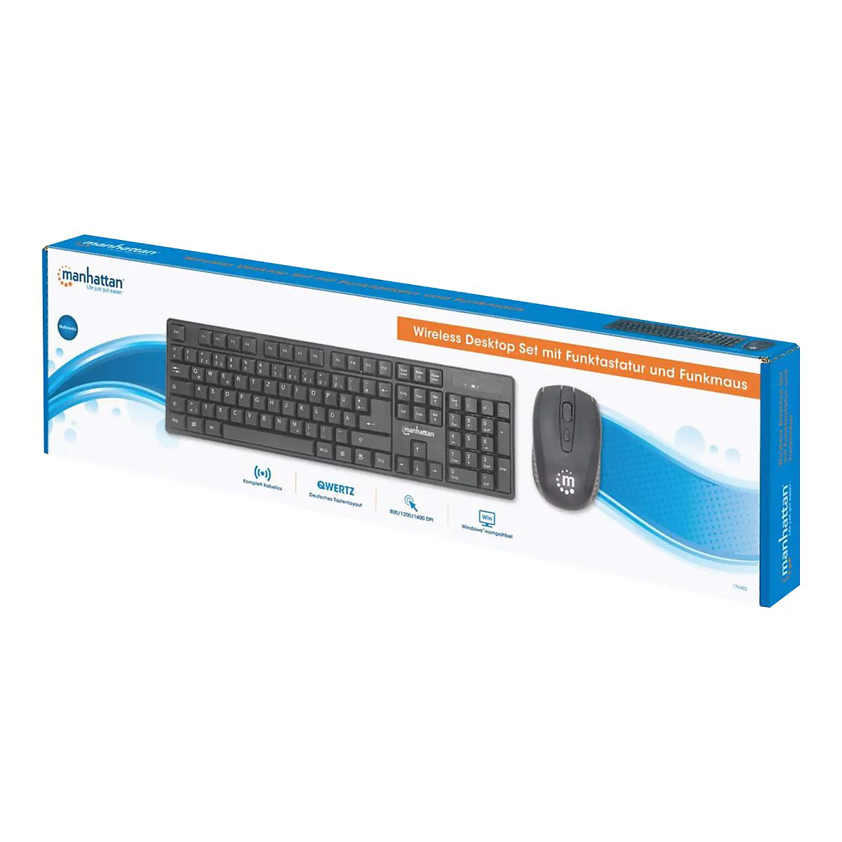 Manhattan - Tastatur-und-Maus-Set - kabellos - 2.4 GHz - QWERTZ - Deutsch