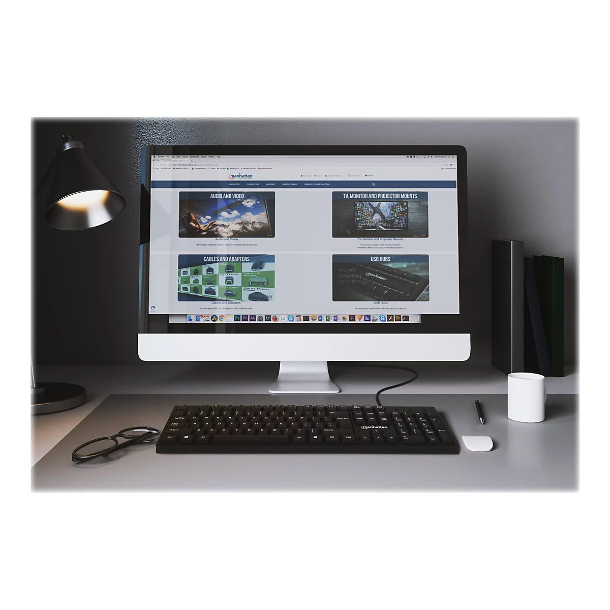 Manhattan - Tastatur - USB - Schwarz - retail