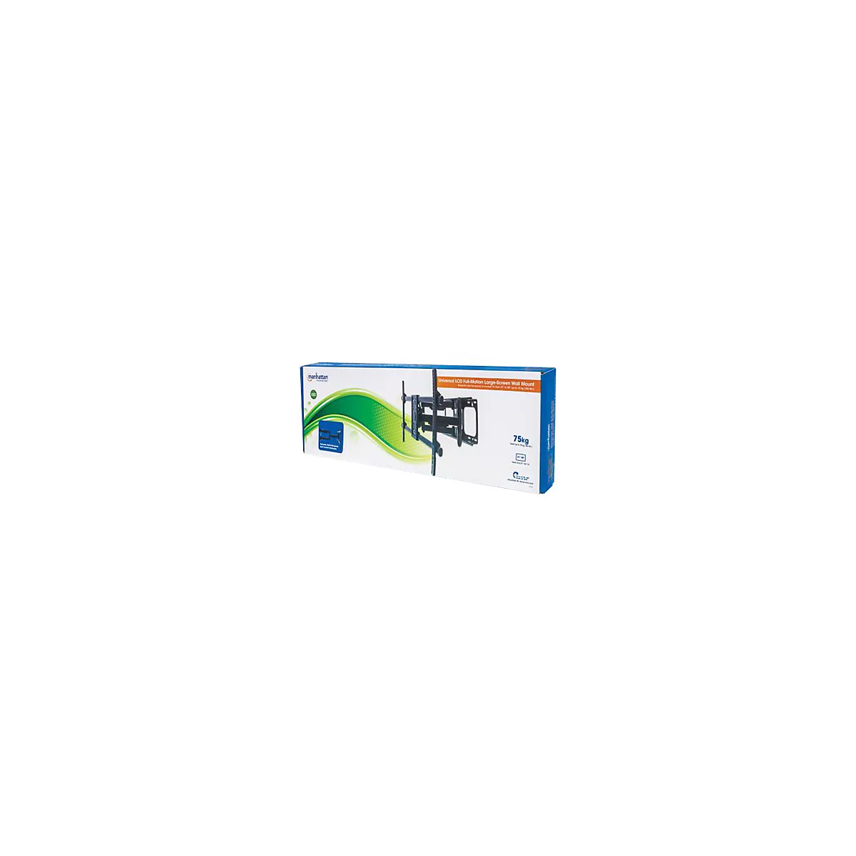 Manhattan TV & Monitor Mount, Wall, Full Motion, 1 screen, Screen Sizes: 37-75', Black, VESA 200x200 to 800x400mm, Max 75kg, LFD, Tilt & Swivel with 3 Pivots, Lifetime Warranty - Klammer - für gekrümmter LCD-Fernseher - stabiler Stahl - Schwarz - ...