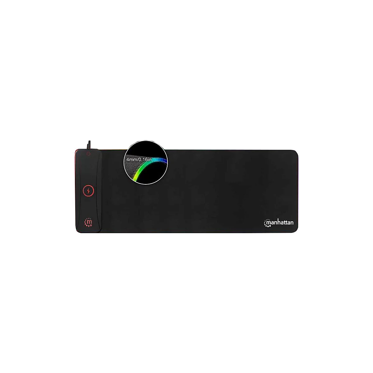 Manhattan XXL RGB LED Gaming Mousepad with Wireless Charger (10W) Smooth Top Surface Mat, Micro-textured surface for ultra-high precision with optical and laser mice (800x350x3mm), Adjustable Color-LED Lighting Modes, Non Slip Base,Water Resistant...