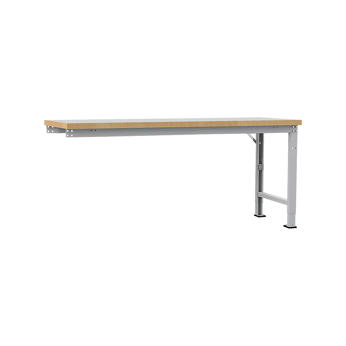 Manuflex aanbouw-werkbank Profi speciaal, tafelblad kunststof, 2000 x 700 mm, aluminium zilver