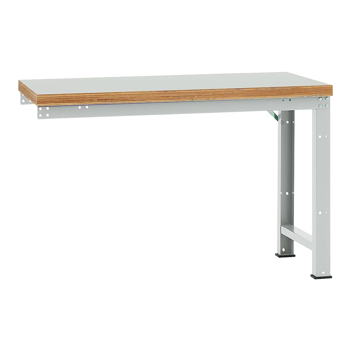 Manuflex aanbouw-werkbank Profi standaard, tafelblad kunststof, 1500 x 700 mm, lichtgrijs