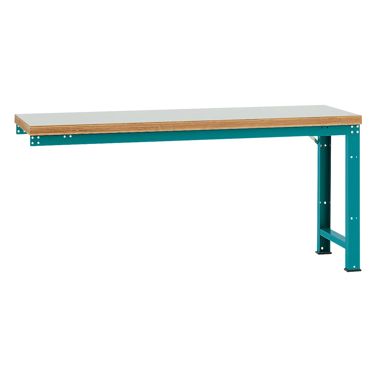 Manuflex aanbouw-werkbank Profi standaard, tafelblad kunststof, 2000 x 700 mm, waterblauw
