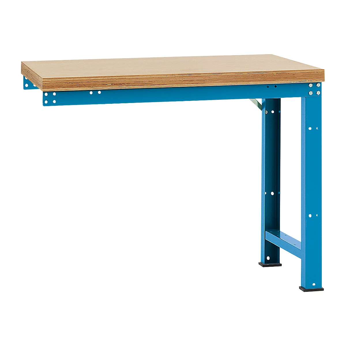 Manuflex aanbouw-werkbank Profi standaard, tafelblad multiplex, 1250 x 700 mm, lichtblauw
