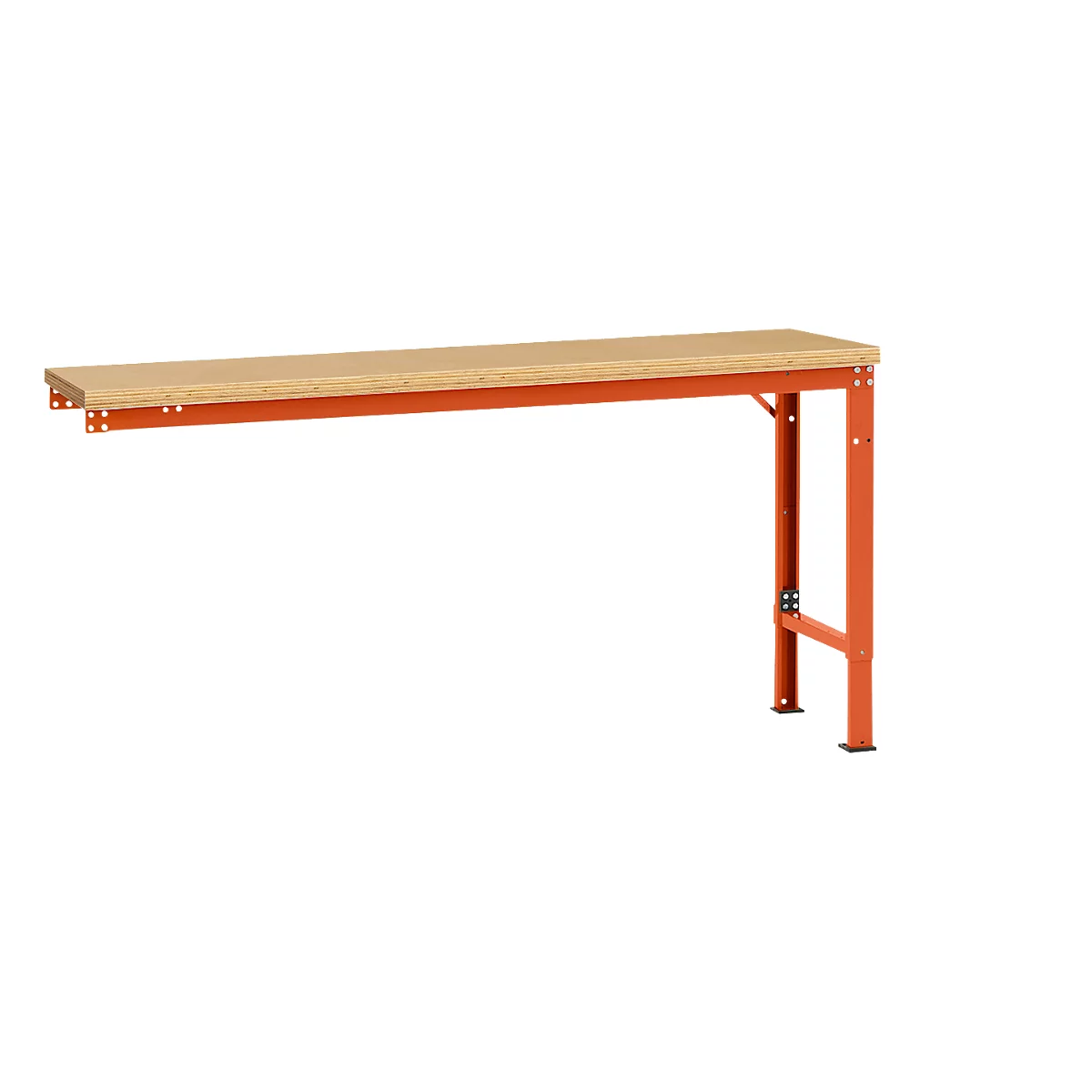 Manuflex aanbouwtafel UNIVERSAL Speciaal, 1750 x 800 mm, multiplex natuur, roodoranje