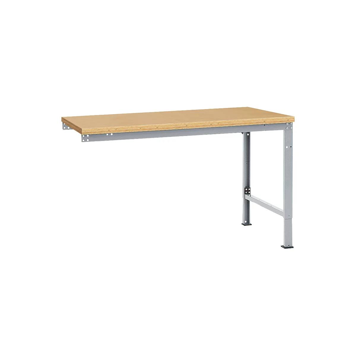 Manuflex aanbouwtafel UNIVERSAL Speciaal, tafelblad multiplex, 1500 x 1000, aluminium zilver