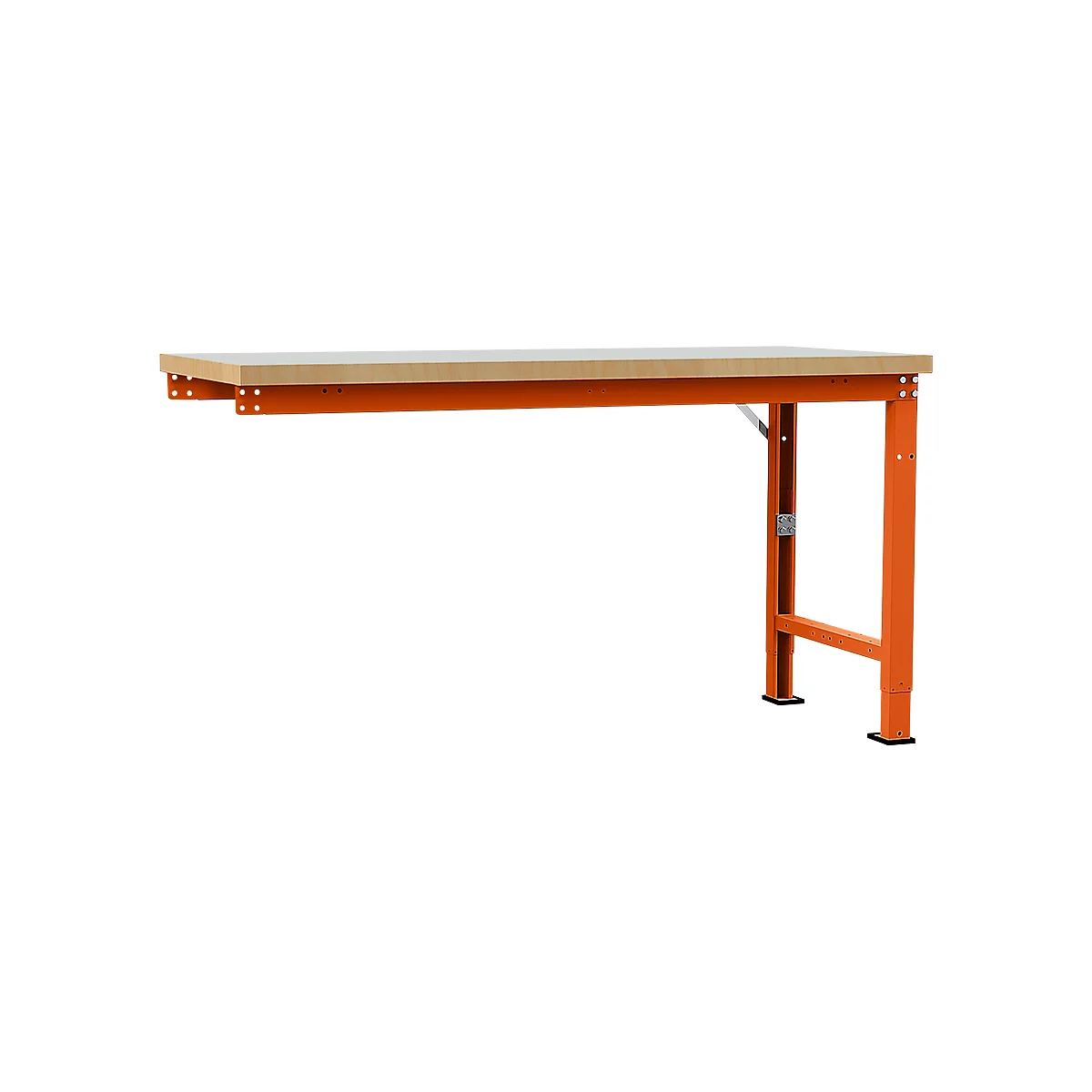Manuflex Anbauwerkbank Profi Spezial, Tischplatte Kunststoff, 1750 x 700 mm, rotorange