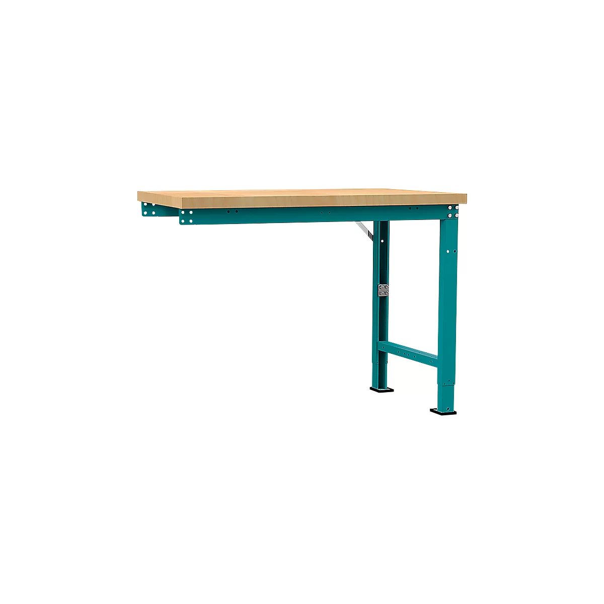 Manuflex Anbauwerkbank Profi Spezial, Tischplatte Multiplex, 1250 x 700 mm, wasserblau