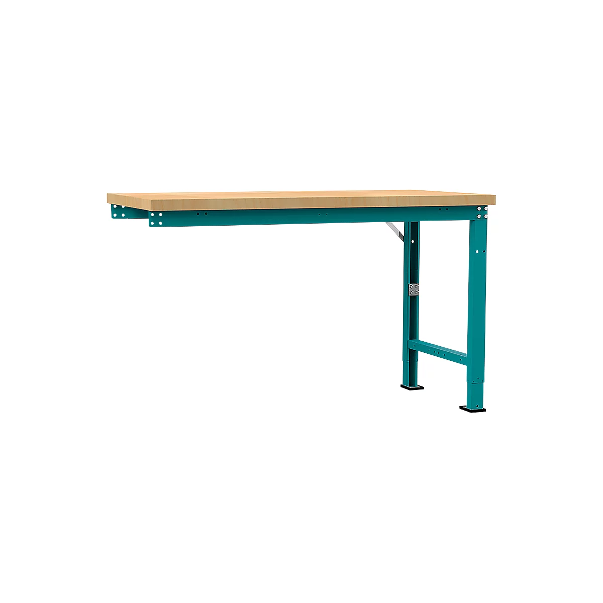 Manuflex Anbauwerkbank Profi Spezial, Tischplatte Multiplex, 1500 x 700 mm, wasserblau