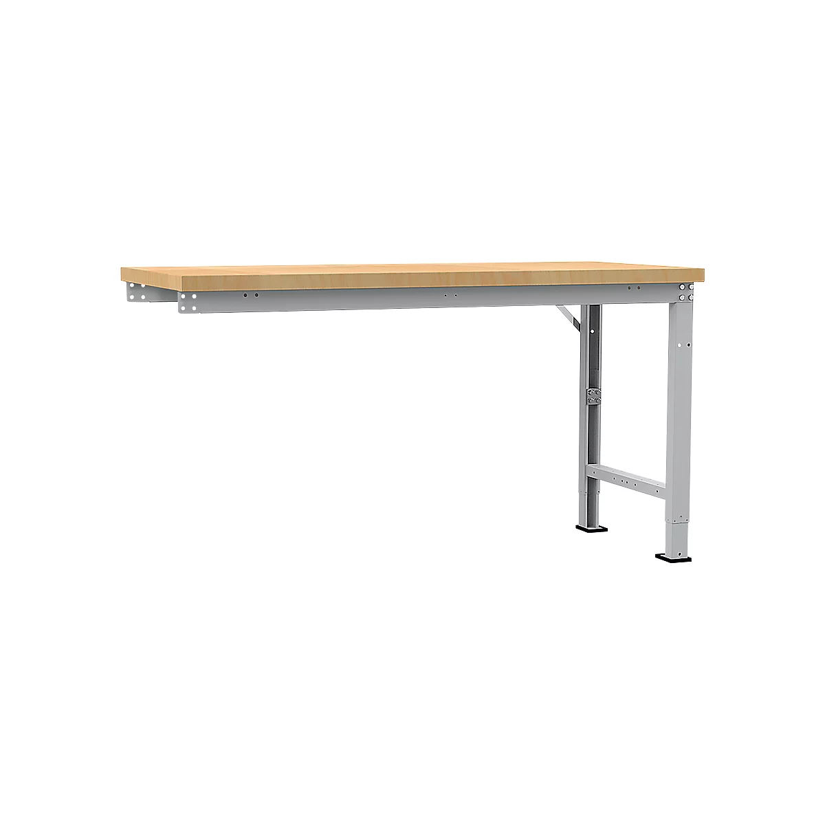 Manuflex Anbauwerkbank Profi Spezial, Tischplatte Multiplex, 1750 x 700 mm, alusilber