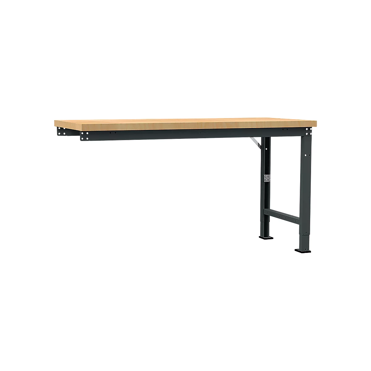 Manuflex Anbauwerkbank Profi Spezial, Tischplatte Multiplex, 1750 x 700 mm, anthrazit