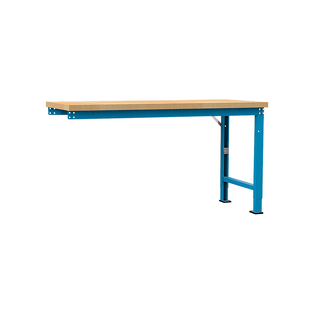 Manuflex Anbauwerkbank Profi Spezial, Tischplatte Multiplex, 1750 x 700 mm, lichtblau