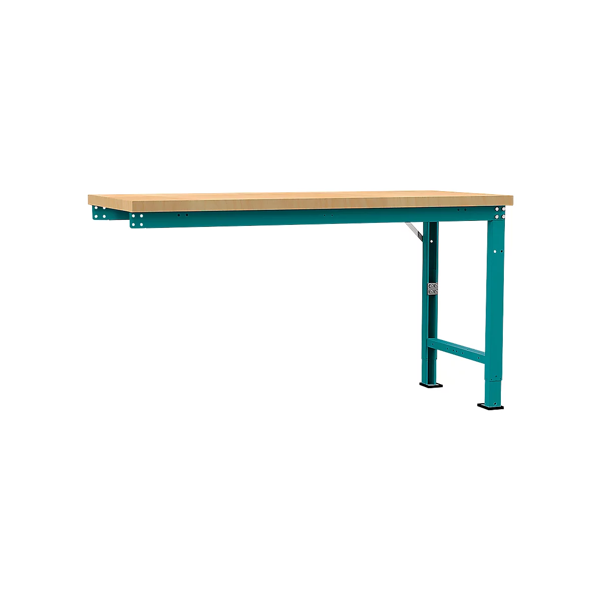 Manuflex Anbauwerkbank Profi Spezial, Tischplatte Multiplex, 1750 x 700 mm, wasserblau