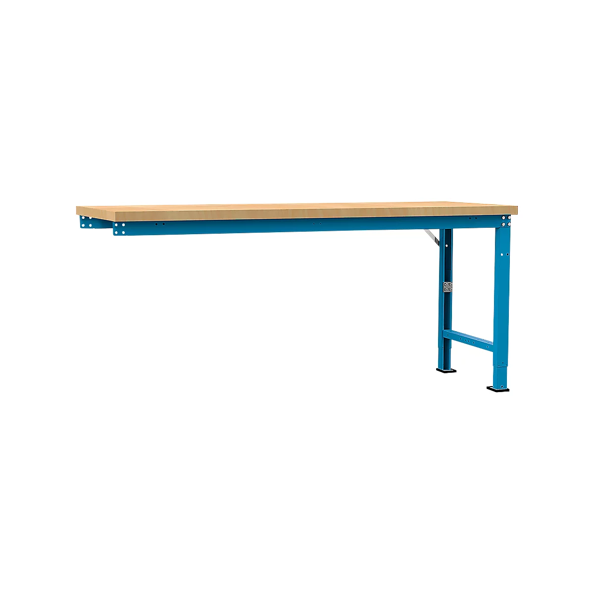 Manuflex Anbauwerkbank Profi Spezial, Tischplatte Multiplex, 2000 x 700 mm, lichtblau