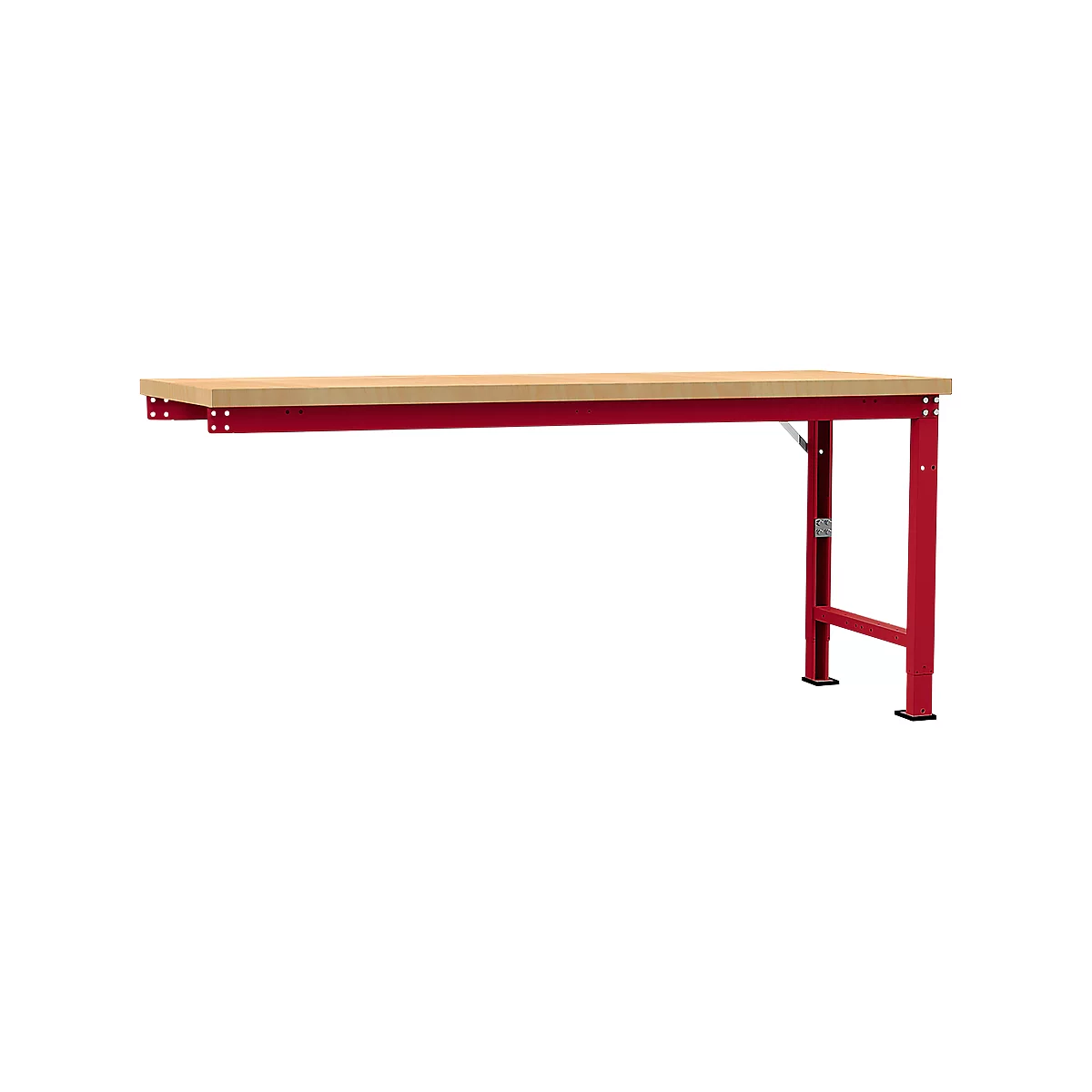 Manuflex Anbauwerkbank Profi Spezial, Tischplatte Multiplex, 2000 x 700 mm, rubinrot