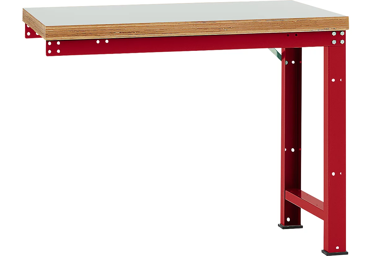 Manuflex Anbauwerkbank Profi Standard, Tischplatte Kunststoff, 1250 x 700 mm, rubinrot