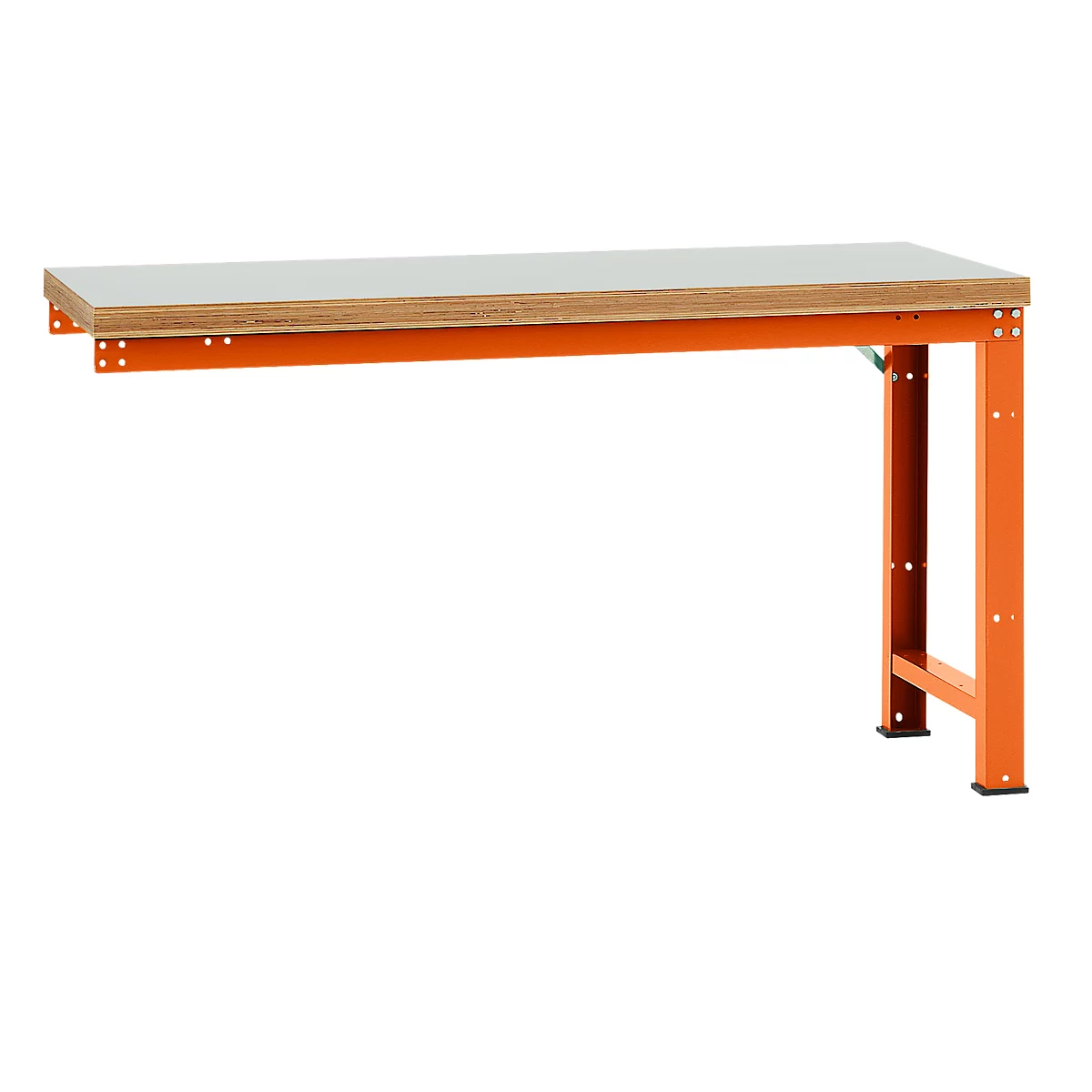 Manuflex Anbauwerkbank Profi Standard, Tischplatte Kunststoff, 1750 x 700 mm, rotorange