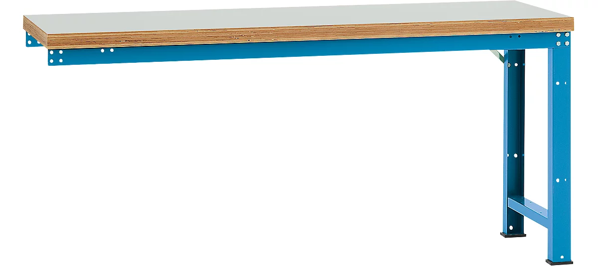 Manuflex Anbauwerkbank Profi Standard, Tischplatte Kunststoff, 2000 x 700 mm, lichtblau