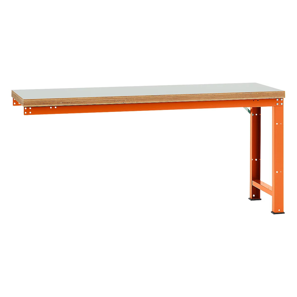 Manuflex Anbauwerkbank Profi Standard, Tischplatte Kunststoff, 2000 x 700 mm, rotorange