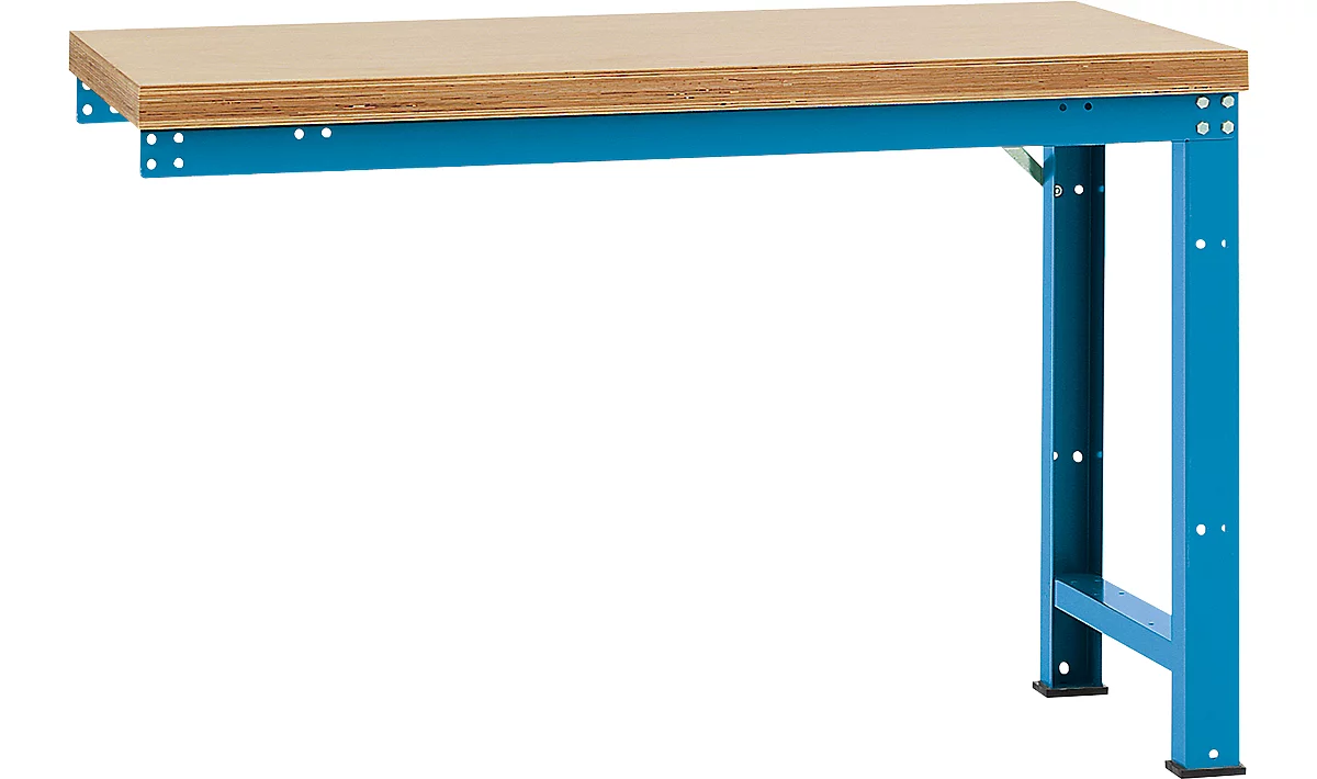 Manuflex Anbauwerkbank Profi Standard, Tischplatte Multiplex, 1500 x 700 mm, lichtblau
