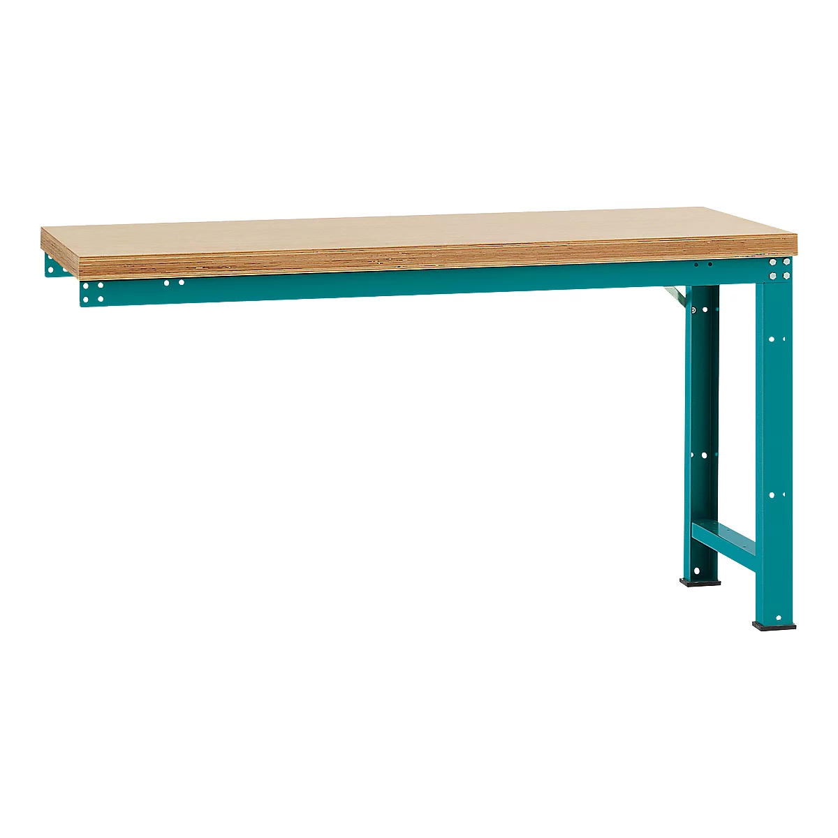 Manuflex Anbauwerkbank Profi Standard, Tischplatte Multiplex, 1750 x 700 mm, wasserblau