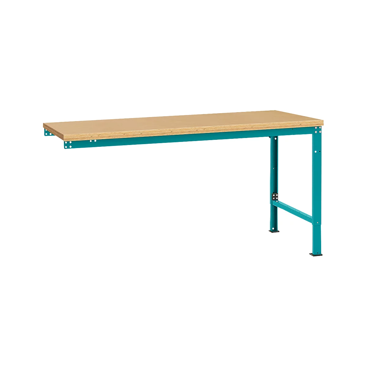 Manuflex Ansatztisch UNIVERSAL Spezial, Tischplatte Multiplex, 1750x1000, wasserblau