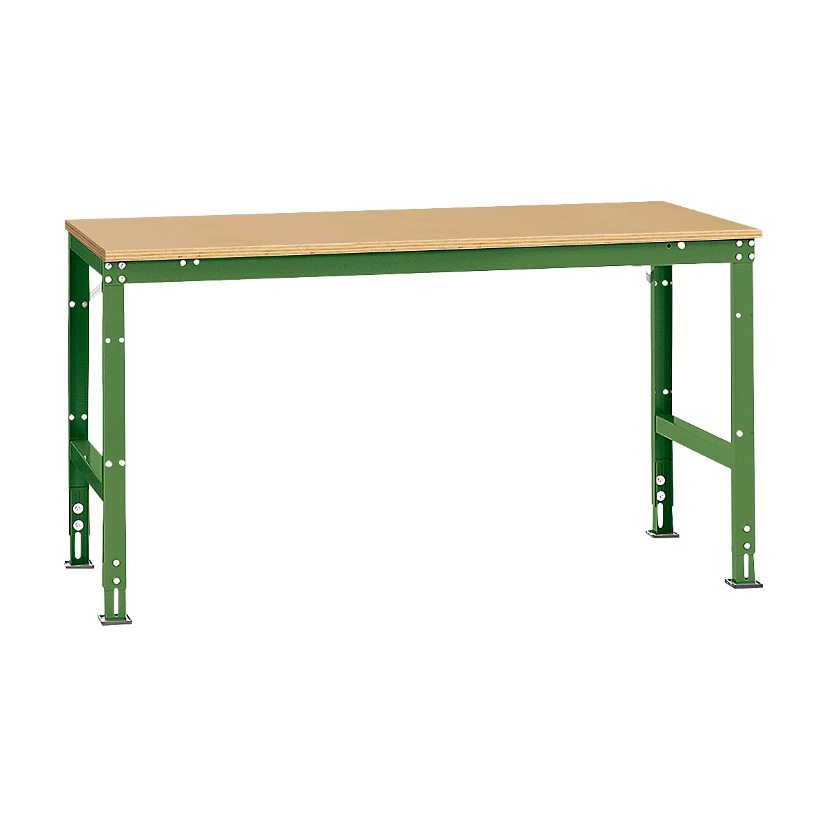 Manuflex Arbeitstisch UNIVERSAL Standard, 1750 x 1000 mm, Multiplex natur, resedagrün