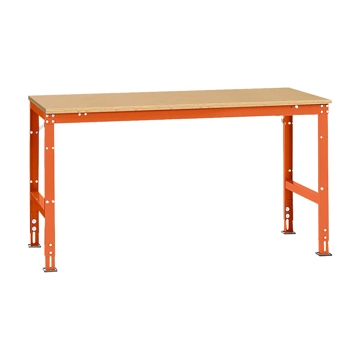 Manuflex Arbeitstisch UNIVERSAL Standard, 1750 x 1000 mm, Multiplex natur, rotorange