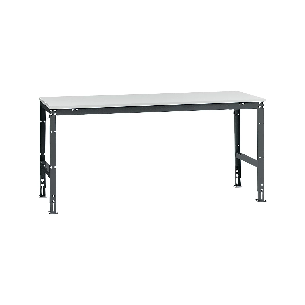 Manuflex Arbeitstisch UNIVERSAL Standard, 2000 x 1000 mm, Melamin lichtgrau, anthrazit