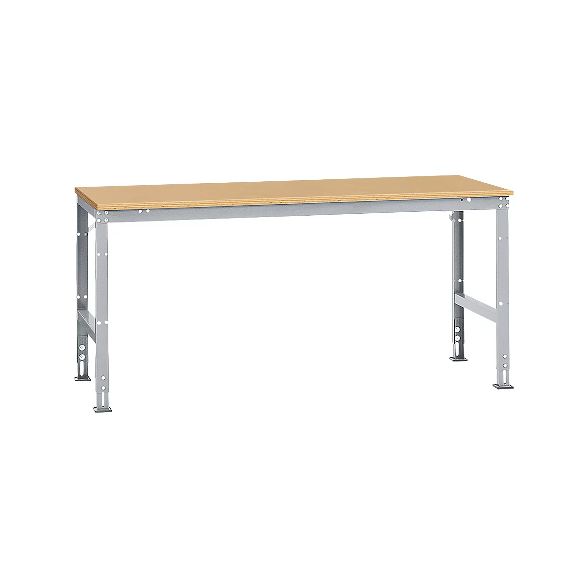 Manuflex Arbeitstisch UNIVERSAL Standard, 2000 x 1000 mm, Multiplex natur, alusilber